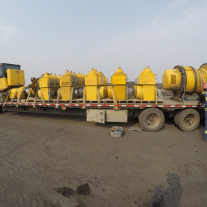 Global relocation project of Komatsu 830E, components on transport vehicle