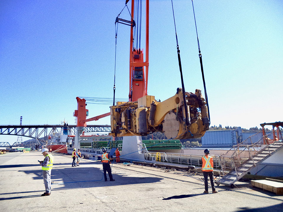 Preparing to ship the disassembled parts from the port in Vancouver, BC, Canada.
