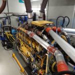 Engine fitted to dynamometer ready to under go powertrain testing
